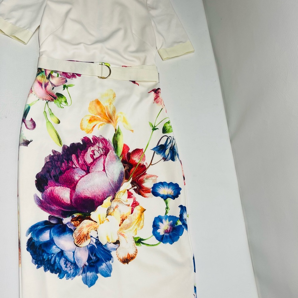 Ted Baker London Cream Midi Dress with Floral Print - Picture 11 of 11